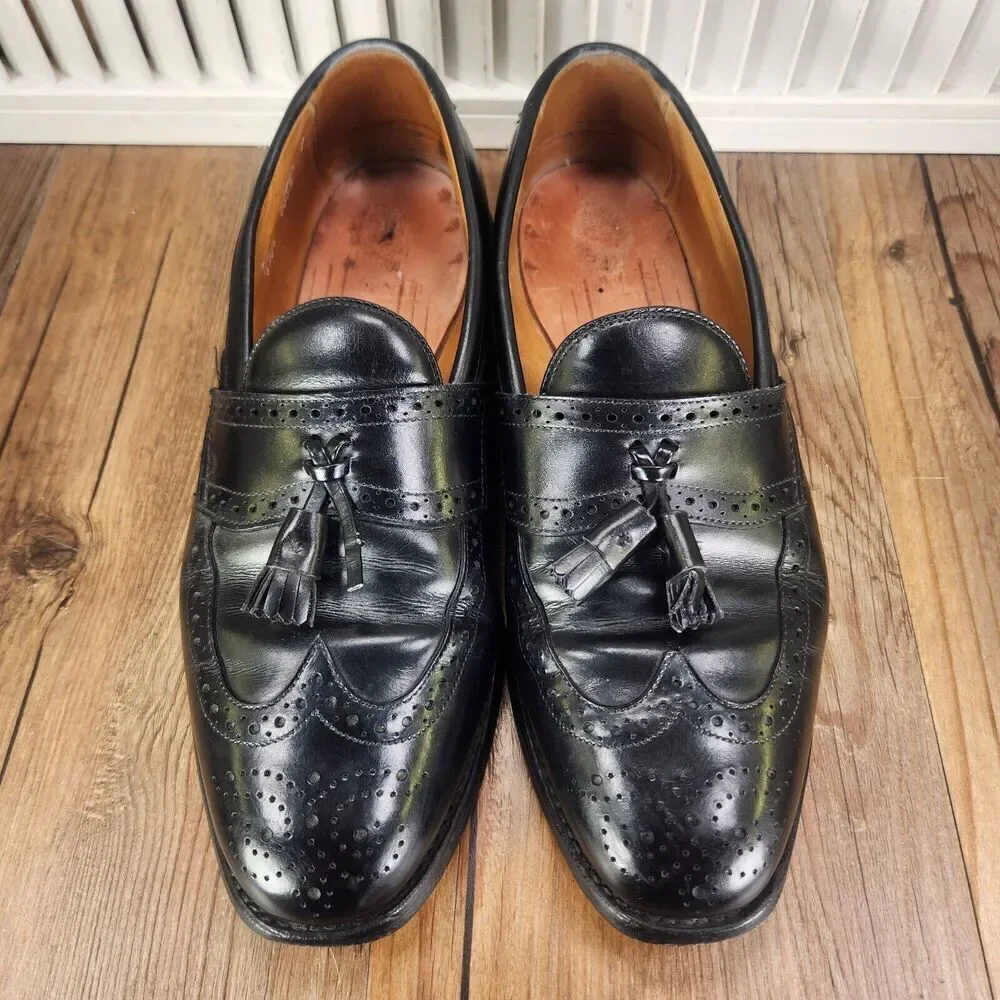Allen Edmonds Chambrey 6204 Mens Size 9.5 D Black Leather Dress Tasseled Loafers